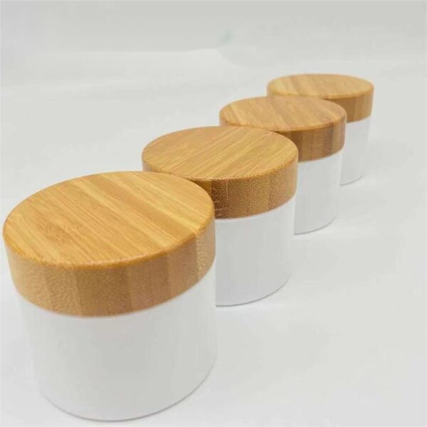 wooden cosmetic jars