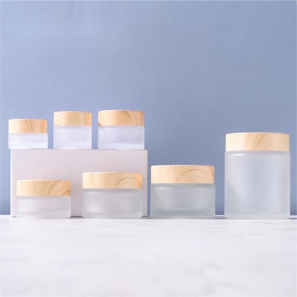 Frost Glass Pots with Wooden lids