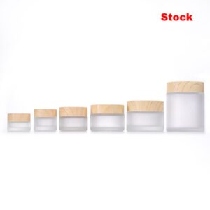 Wooden Effect Glass jars with lids cosmetic packaging supplier