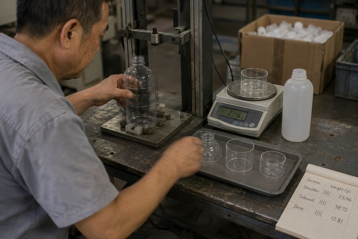 Pilot batch testing with 12-point wall thickness map before mass production (ID#4)