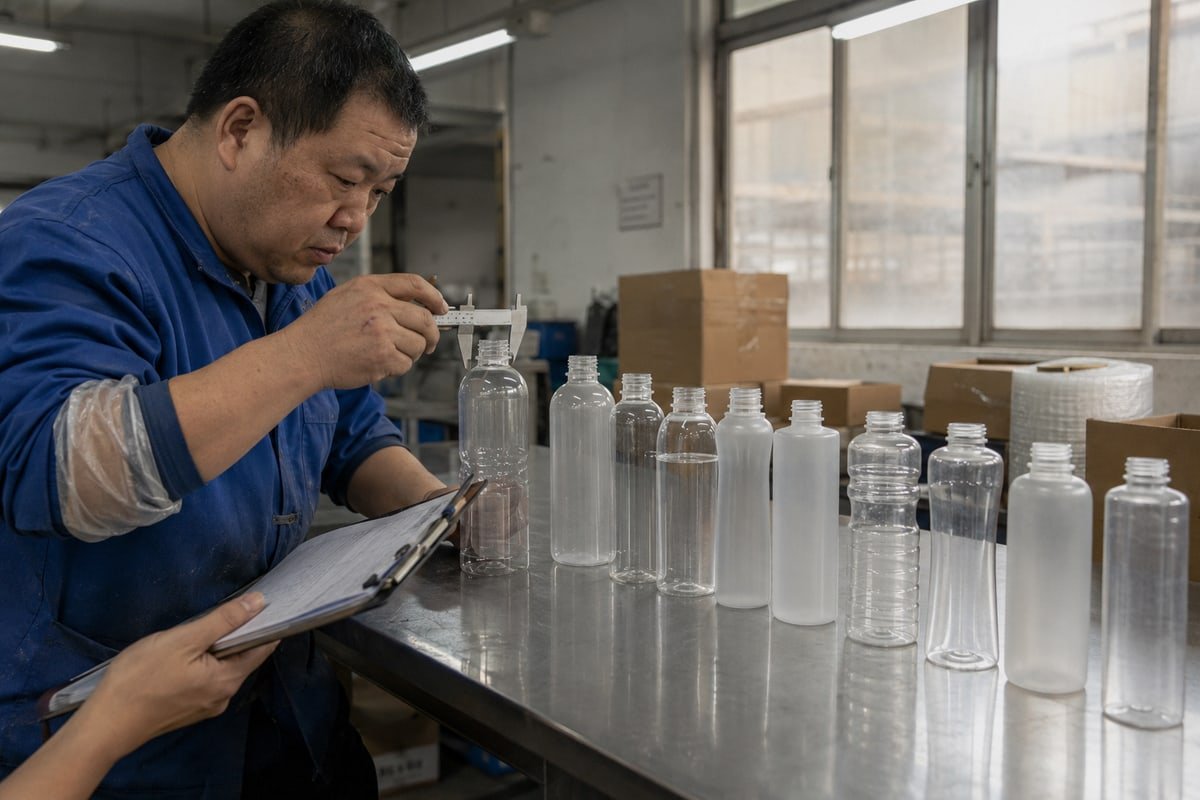 Testing sample bottles and caps for torque, seal, and line compatibility (ID#4)