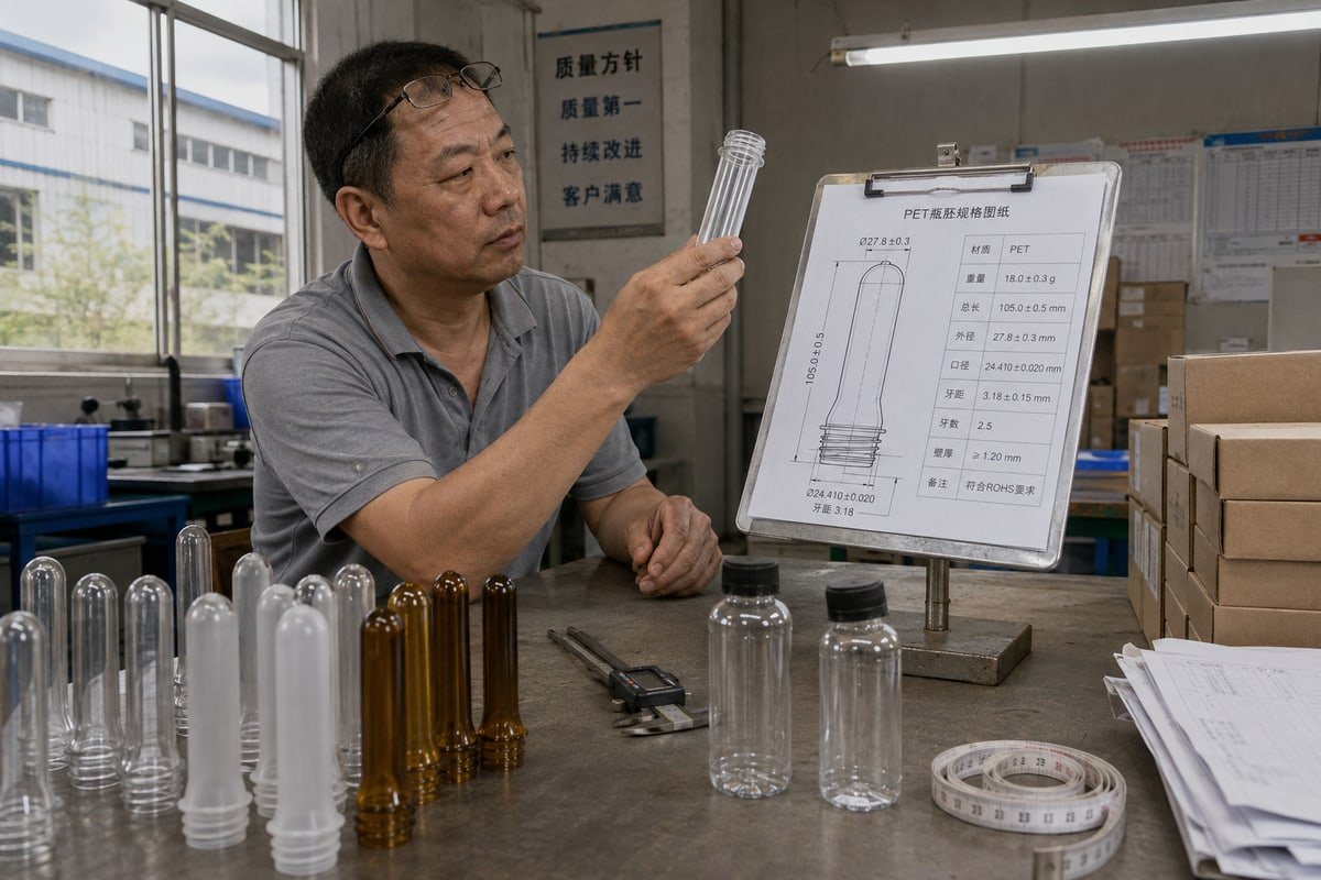 Identifying the correct PET bottle neck finish size using diameter, standard, and closure data (ID#2)